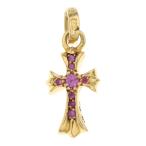 ショッピングHEARTS CHROME HEARTS クロムハーツ 22K CRS BBYFAT P SAP P ベイビーファット PAVEピンクサファイア チャーム ネックレストップ ゴールド