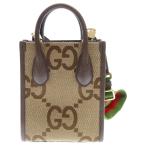 GUCCI グッチ ジャンボGG 2WAYハンドバッグ キャンバス×レザー ベージュ×ブラウン 699406 スト