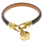 LOUIS VUITTON ルイヴィトン ブラスレ・LV トリビュート チャーム付 モノグラム レザー ブレスレット ブラウン レディース M6442E