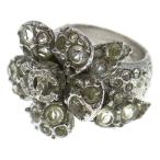 CHANEL シャネル カメリア ラインストーン リング 指輪 シルバー #14