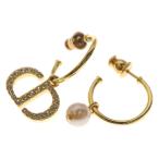 Christian Dior クリスチャンディオール Petit ストーン パール ピアス ゴールド金具 アクセサリー レディース