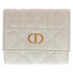 Christian Dior クリスチャンディオール Caro Hibiscus カロ ハイビスカスウォレット バレンタイン限定 三つ折り財布 ホワイト レディース