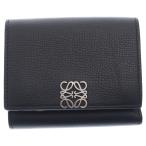 LOEWE ロエベ アナグラム トライフォールド ウォレット ブラック レザー シルバー金具 財布