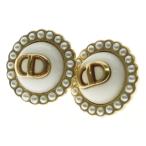 Christian Dior クリスチャンディオール Petit CD ピアス クリップオン パール ゴールド×ホワイト アクセサリー