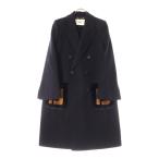 フェンディ 22AW ズッカ柄 ミンクファーポケット サイドベンツ ダブルブレスト ピークドラペル チェスターコート レディース FF8948 W1D