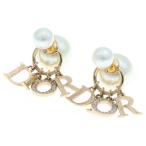 ショッピングdior DIOR ディオール Tribales ロゴ トライバルピアス フェイクパール ゴールド GP ラインストーン