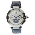 Cartier カルティエ WSPA0030 パシャ ドゥ カルティエ ムーンフェイズ 白文字盤 ステンレス レザー 自動巻き SS×革/AT 腕時計