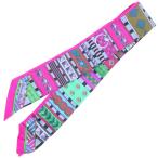 ショッピングHERMES HERMES エルメス ツイリー コリエドシアン シルクスカーフ マルチカラー×ピンク