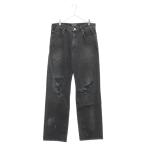 BALENCIAGA バレンシアガ RIPPED MEDIUM FIT PANTS ヴィンテージ加工ミディアムフィットリップトデニムパンツ ブラック 745151
