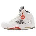 ショッピングjordan ナイキ×SUPREME AIR JORDAN 5 RETRO シュプリーム エアジョーダン5 レトロ ミドルカット スニーカー ホワイト US10.5/28.5cm 824371-101