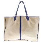 Valextra ヴァレクストラ キャンバス トートバッグ ホワイト/ブルー