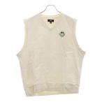 STUSSY ステューシー Fleece Vest フロントロゴ刺繍 裏地フリース コットンベスト ホワイト