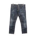 DSQUARED2 ディースクエアード 15AW CLEMENT JEAN ペイント加工 ボタンフライ コットン デニムパンツ インディゴ S71LB0005