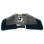 FENDI フェンディ バイカラー 付け襟 ムートンマフラー グレー/グリーン レディース AP12-14-68