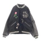 ジエダ 22AW×スクーカム PATCH STADIUM JACKET アームレザー切替パッチ付きスタジアムジャケット スタジャン ブラック Jie-22W-JK04