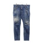 ディースクエアード 20SS Skater Jean スケーター ペイント加工 ボタンフライ ストレートデニムパンツ インディゴ S74LB0673 S30342