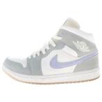 ナイキ WMNS AIR JORDAN 1 MID WOLF GREY ウィメンズ エアジョーダン1 ウルフグレー ミッドカットスニーカー US10.5/27.5cm BQ6472-105