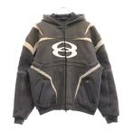 バレンシアガ UNITY SPORTS ICON BIKER ZIP-UP HOODIE ユニティスポーツアイコンバイカージップアップ パーカー グレー 790359 TQVM2
