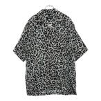 マインデニム 24SS ×ウィンダンシー レオパード オープンカラー半袖シャツ ライトブルー/ブラック 24MND-WAS003-40-022