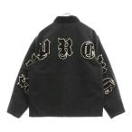 シュプリーム 25SS Old English Canvas Work Jacketオールドイングリッシュボアワッペン ジップアップキャンバスワークジャケット ブラック
