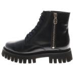 GUCCI グッチ GGロゴチャーム サイドジップ レースアップ レザーショートブーツ ブラック 699584