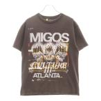 ギャラリーデプト ×Migos カルチャースリー スリースカル グラフィックプリント ダメージ加工 クルーネック半袖Tシャツ チャコールグレー