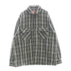 SUPREME シュプリーム 22AW Heavy Flannel Shirt ロゴ刺繍 チェック総柄 ヘビー フランネル ロングスリーブ 長袖シャツ グレー
