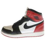 ナイキ AIR JORDAN 1 エアジョーダンワン ハイカットスニーカー ブラック レッド つま黒 US6Y/24cm 575441-125 レディース