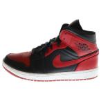 NIKE ナイキ AIR JORDAN 1 MID エアジョーダン ミッドカットスニーカー ブラック/レッド US9/27cm 554724-074