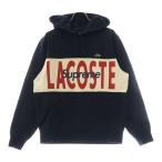 シュプリーム 19AW ×LACOSTE LIVE Logo Panel Hooded Sweatshirt ラコステ ロゴパネル スウェット プルオーバーパーカー ネイビー SH1861