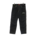 SUPREME シュプリーム 19AW×Levi's Nylon Pant 革パッチ 白ステッチ キルティング ナイロン ストレートパンツ ブラック