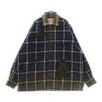 doublet ダブレット 23AW WEREWOLF CHECK SHIRT ウェアウルフチェックシャツ ファー切替 長袖 ブルー/ホワイト 23AW11SH132