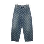 BALENCIAGA バレンシアガ オールオーバーロゴ バギージーンズ デニムパンツ インディゴ 675230 TJW90