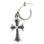 CHROME HEARTS クロムハーツ TINY CH CROSS AFTER P SAP タイニーCHクロス アフターPAVEサファイア フープピアス シルバー