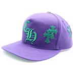 クロムハーツ HAT 5 PANEL CAP BSBL CHERRY W/KLY GRN セメタリークロスパッチ ベースボールキャップ 帽子 パープル/グリーン
