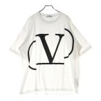 VALENTINO ヴァレンティノ Vロゴ デコンストラクトプリント クルーネック コットン 半袖Tシャツ カットソー ホワイト RV0MG01SLIA