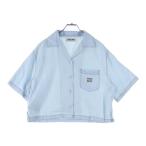 ショッピングMIUMIU miumiu ミュウミュウ 1ポケット ロゴエンブロイダリー 半袖シャンブレーデニムシャツ レディース インディゴ GWC107