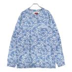 SUPREME シュプリーム 19SS Damask L/S Top ダマスク総柄 ポケットTシャツ 長袖クルーネックカットソー ブルー/ホワイト