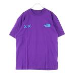 THE NORTH FACE ザノースフェイス ×KAWS TEE カウズ ロゴ エンブロイダリー クルーネック 半袖Tシャツ カットソー パープル 5200187090