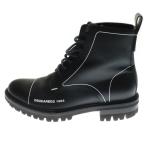 ショッピングディースクエアード DSQUARED2 ディースクエアード Flat Lace-UP Ankle Boots フラット レースアップ アンクル レザーブーツ ハイカットシューズ ブラック