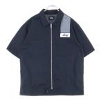 ショッピングstussy STUSSY ステューシー ZIP UP WORK SHIRT ジップアップ 半袖ワークシャツ ブラック