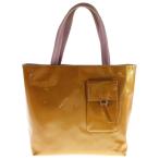 PRADA プラダ エナメル ポケット付き ハンドバッグ イエロー