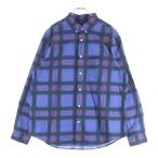 SUPREME シュプリーム 21SS Spray Tartan Shirt スプレー タータンチェック柄 胸ロゴデザイン 長袖シャツ パープル