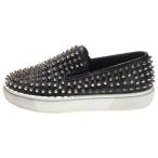 ショッピングスリッポン レディース クリスチャンルブタン ローラーボート スパイクスタッズ ラインストーン ローカットスニーカー スリッポン レディース シルバー金具