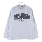 ショッピングスカル STUSSY ステューシー SKULL LOGO L/S TEE スカル フロントロゴプリントTシャツ メキシコ製 長袖クルーネックカットソー グレー