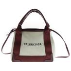 BALENCIAGA バレンシアガ ネイビーカバス 2WAY キャンバスハンドバッグ ショルダーバッグ アイボリー 390346