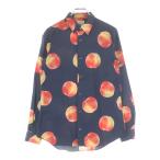 Paul Smith ポールスミス ピーチ総柄 コットン 長袖シャツ ブラック/ピンク PF-CR-51822