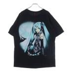 ギークスルール ×初音ミク シルクスクリーン キャラクタープリント クルーネック 半袖Tシャツ カットソー ブラック