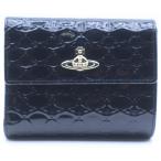 Vivienne Westwood ヴィヴィアンウエストウッド エナメル オーブ総柄 三つ折り財布 ウォレット ブラック 3218Y921