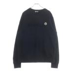 ショッピングmoncler MONCLER モンクレール 21AW フロッキーロゴプリント クルーネック 長袖スウェットシャツ ロングスリーブトレーナー ブラック G20918G00023